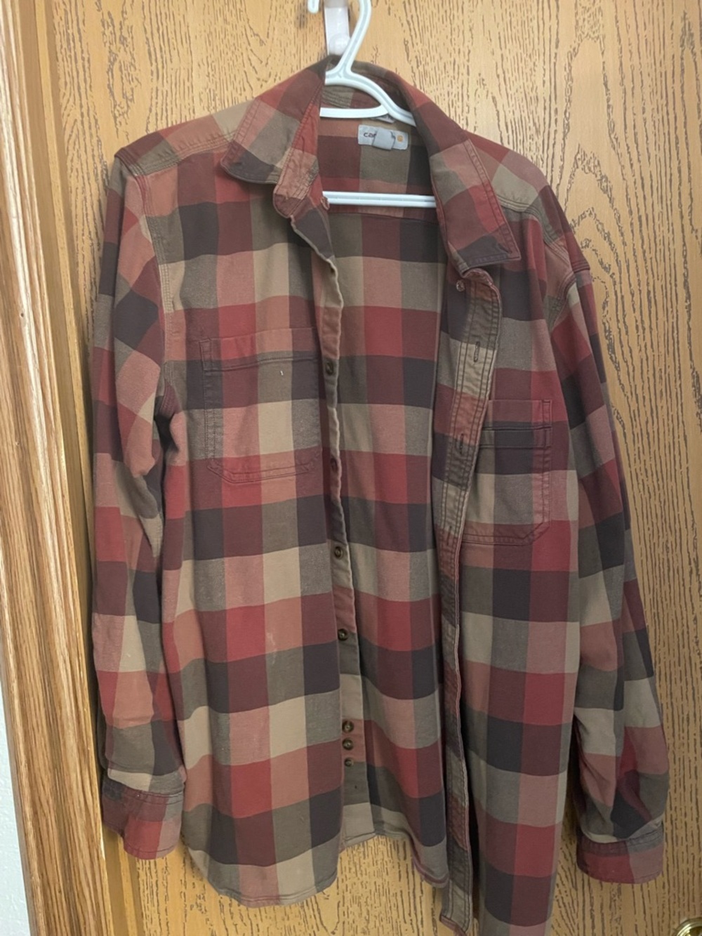 Carhartt XL Plaid Workshirt in Rust, Brown & Tan